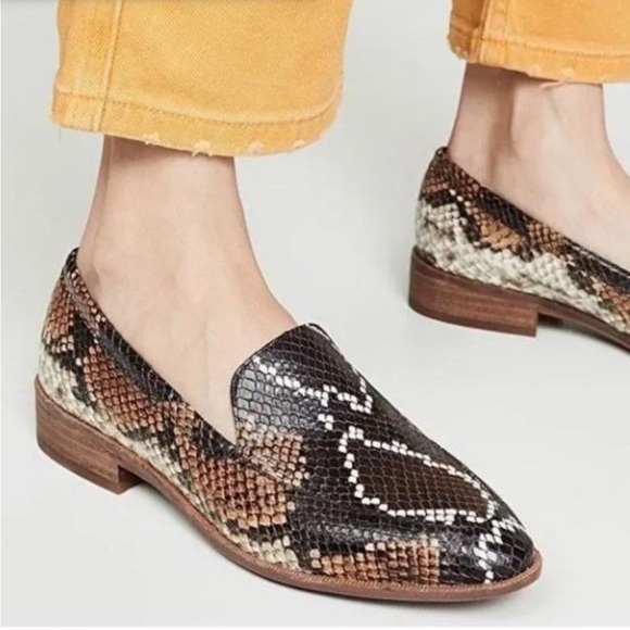 Madewell Frances Snake Embossed Leather Loafer in Warm Ash Multi color size 9.5 - Picture 1 of 16